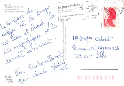 Les Rouies (3689 m) — vue alpine avec rhododendrons en fleurs — Éditions des Alpes — Verso