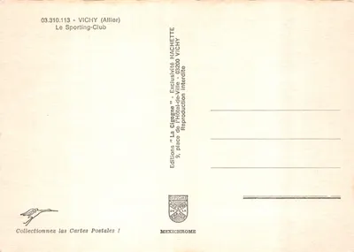 Vichy — Sporting Club — uitgever HACHETTE VICHY — Achterkant