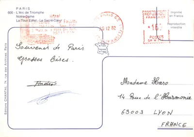 Parijs — Nachtview van de monumenten (Boog van de Eer, Notre-Dame, Eiffeltoren, Sacré-Cœur) — Éditions CHANTAL — Achterkant