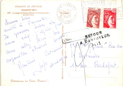 Plage de Sainte-Barbe et embarcadère — Roscoff — Éditions d'Art 'Jack' n°910 — Verso