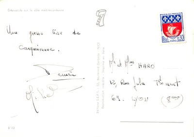 Crépuscule sur la côte méditerranéenne — Une grosse Gise de Carqueiranne — Éditions S.E.P.T. - NICE — Verso