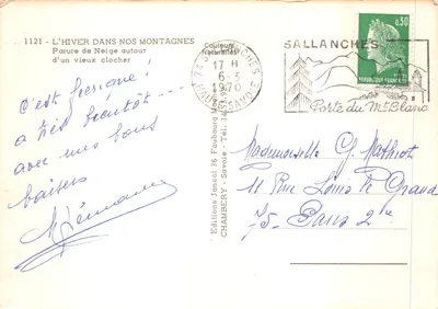 Zima w naszych górach — parada śniegu wokół starego dzwonnika — Wydawnictwo Jansbery, n° 1121 — Rewers