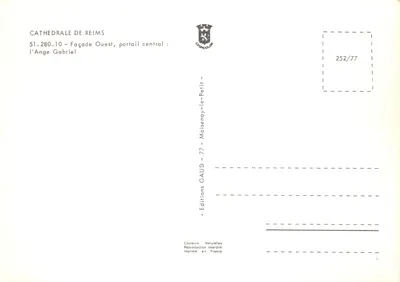 Cathédrale de Reims — Ange Gabriel — Éditions Moisenay-le-Petit — Verso