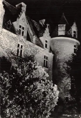 Les Milandes la nuit — château avec tourelle et végétation — Éditions René, Razac-sur-l'Isle, n°88