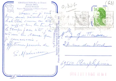Fuente Gubler VI llamada Carnot — cueva con fuente y visitantes — editor: Société d'Agences et de Diffusion — Reverso