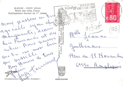 Vichy — Station thermale — Éditions 'La Cigogne' n° 03.310.23 — Verso