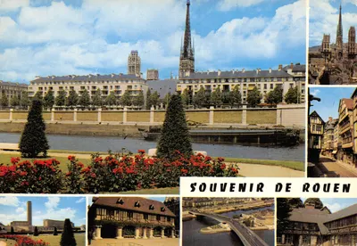 Rouen — vue de la cathédrale et du fleuve — Souvenir de Rouen, éditeur Editions GREFF