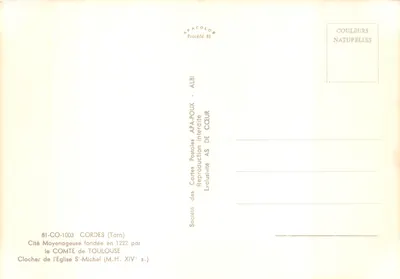 Cordes-sur-Ciel — Dzwonnica kościoła św. Michała — Społeczność pocztówek APA-POUX - ALBI — Rewers