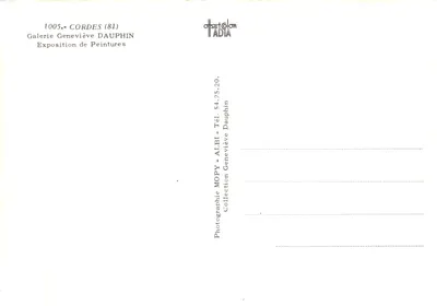 Salle souterraine avec exposition d'art — Galerie Geneviève Dauphin, Cordes (81) — éditeur MOPY — Verso