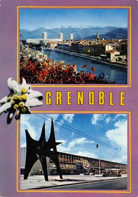 Grenoble — vue générale avec la gare SNCF et le stade de Calder — Éditions Dauphine