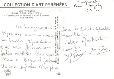 Vue aérienne de l'Observatoire du Pic du Midi — éditeur ART PYR — Verso
