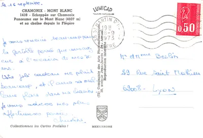 Mont Blanc — panorama z Flégère — wydawca IRIS — Rewers
