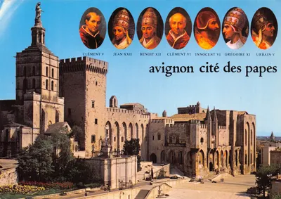 Avignon cité des papes — Palais des Papes et portraits des sept papes, éditeur Imprimeur Mâcon