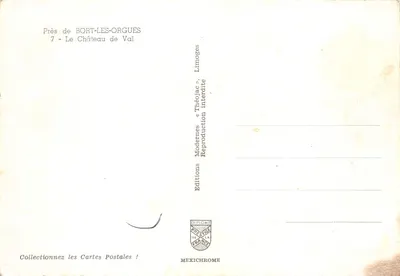 Château de Val — château fort sur île au milieu d'un lac — Éditions Limoges — Verso