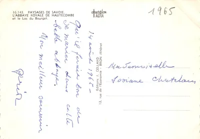 L'Abbaye Royale de Hautecombe — et le Lac du Bourget — éditeur OSET COLOR ADIA, n° 16.143 — Verso