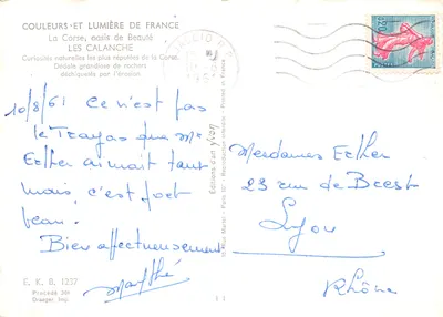 Les Calanche — Curiosités naturelles de la Corse — Éditions Martel — Verso