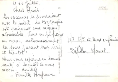 Beg-Meil — Vue de la Grande Plage, des Dunes et des Rochers de Ker-Diséol — Éditeur : Beg-Meil, Bretagne — Verso