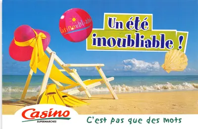 Plage — scène de vacances avec chaise longue et ballon — Casino Supermarchés