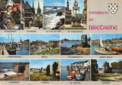 Panorama de Bretagne — vue composite de sites bretons avec éditeur IMPRIMÉ SUR LA CARTE : Editions d'Art Le Doaré