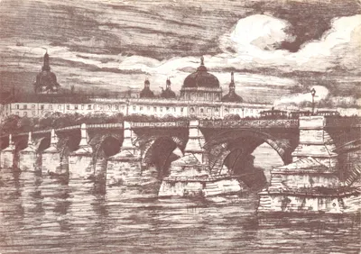 Pont de la Guillotière — vue du XVIIIe siècle — Éditions La Cigogne, Lyon