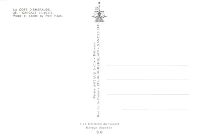 La Côte d'Émeraude — plaża i punkt Port Pican — Wydawnictwo Pierre Artaud & Cie, Nantes — Rewers
