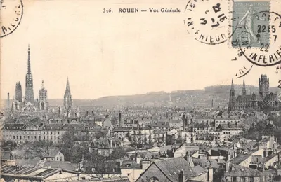 Rouen — Vue Générale — IMPRIMÉ SUR LA CARTE n°326