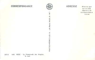 ニース — プロムナード・ドゥ・アングルーの夜 — ADIA 446 — 裏面