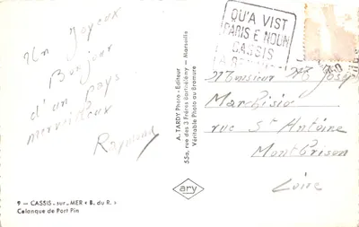 Cassiss-sur-Mer — Calanque de Port-Pin — A. TARDY Photo - Wydawca — Rewers