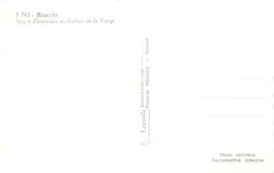 Biarritz - Vague d'équinoxe au Rocher de la Vierge — L. Lavielle, éditeur — Verso
