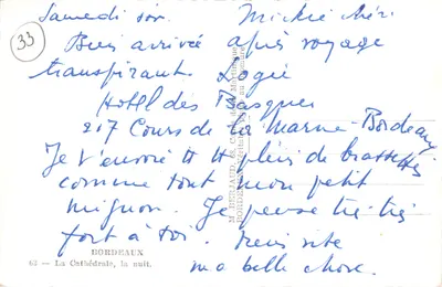 Katedra, w nocy — nocny widok katedry w Bordeaux — wydawca Tito — Rewers