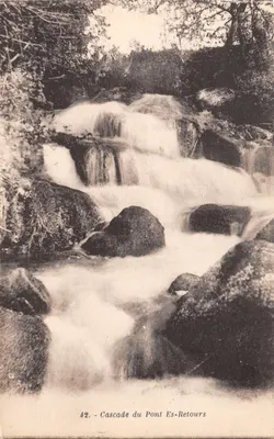 Cascade du Pont Es-Retours — vue de la cascade en cascade sur rochers — éditeur R. Leroquais, Vire