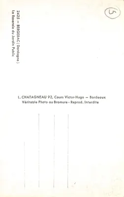 Roseraie du Jardin Public — Bergerac (Dordogne) — L. Chatagneau, Bordeaux — Verso