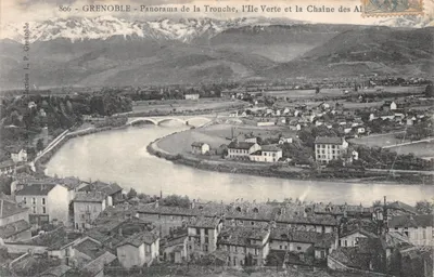 Grenoble - Panorama de la Tronche, l'Île Verte et la Chaîne des Alpes - J. P. Grenoble, n° 806