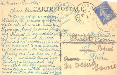Wodospad Coux — Chambéry — Wydawca LA SAVOIE TOURISTIQUE, nr 1048 — Rewers