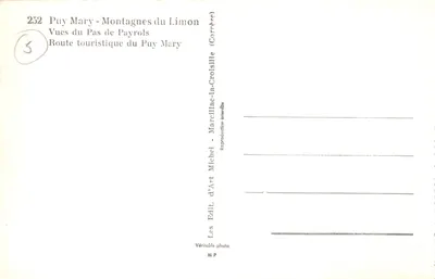 Puy Mary - Montagnes du Limon - Vues du Pas de Payrols (Corrèze) — Verso