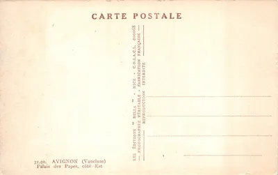 Avignon — Pałac Papieski, strona wschodnia — Wydawnictwo Bella — Rewers