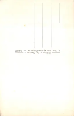리ヨン - 벨레쿠르 광장 — 전경 사진으로 말상의 기념물과 종탑이 있는 건물 — 발행사 「라 시그ogne」 — 뒷면