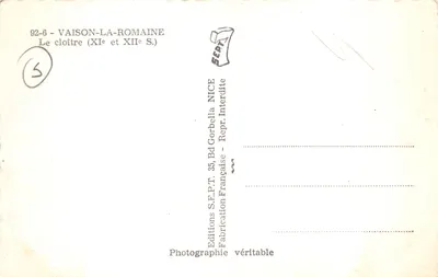 中世の修道院 — 11世紀および12世紀 — Éditions S.E.P.T. VAISON-LA-ROMAINE — 裏面