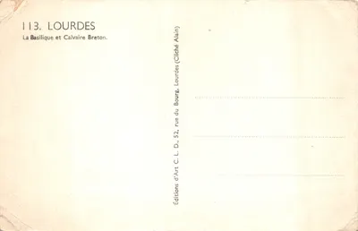 Lourdes — Basilique et Calvaire Breton — Éditions d'Art Alain — Verso