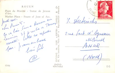 Rouen — Plac Handlowy — Statua Jeanne d'Arc — Wydawca Estel — Rewers