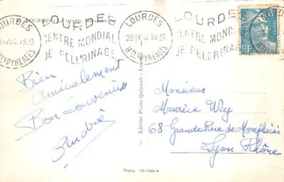 Grotte de Lourdes — Sanctuaire de Notre-Dame de Lourdes — Édition Photo Véritable — Verso
