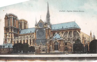 PARIS - Église Notre-Dame — vue de la façade ouest avec la rosace et les tours, éditeur IMPRIMÉ SUR LA CARTE
