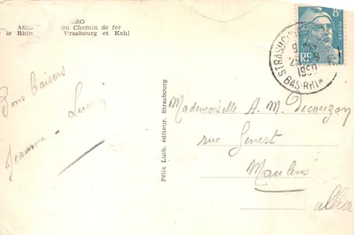 Most linii kolejowej Strasbourg i Kehl — wydawca Félix Lulib, Strasbourg — Rewers