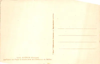 Avignon — Palais des Papes et Notre-Dame des Doms vus du Befroi — Rolle — Verso