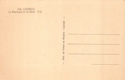 Lourdes — La Basilique et le Gave — Éditeur : Edit. du Palais du Rosaire - Lourdes — Verso