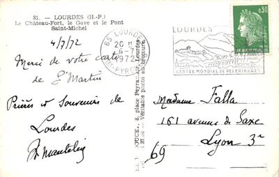 Lourdes (H.-P.) — Le Château-Fort, le Gave et le Pont Saint-Michel — Éd. Lourdes — Verso
