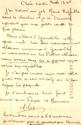 Mont Aiguille — vue panoramique — éditeur G. Oddoux, n°93 — Verso