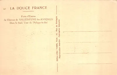 Porte d'Entrée — du Château de VILLENEUVE-les-AVIGNON — éditeur YVON — Verso