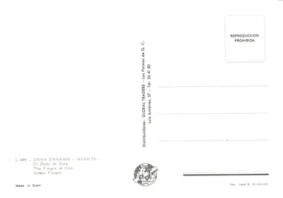 Le Dédé de Dios — phénomène géologique côtier — éditeur GLOBAL TRADERS, n° 1.049 — Verso