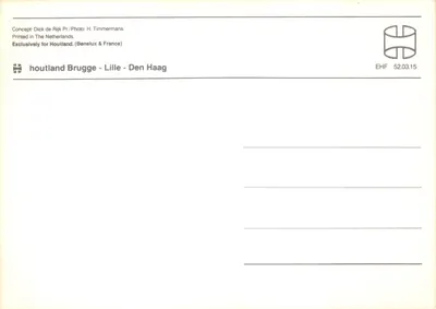 巧克力盒子 — 包含「GRAND MERCI!」字样 — 出版商 Houtland Brugge - Lille - Den Haag — 背面
